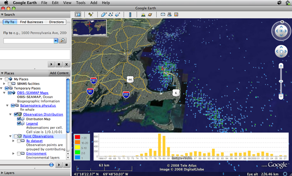 And the fin whale in Google Earth click on mapping to get access.